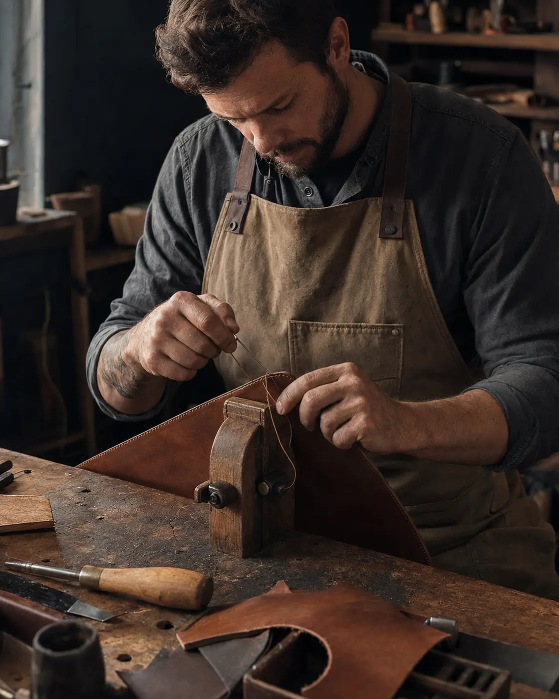 Independent artisan working by hand